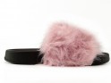 Bright pink flip-flops with long fur trim - 1