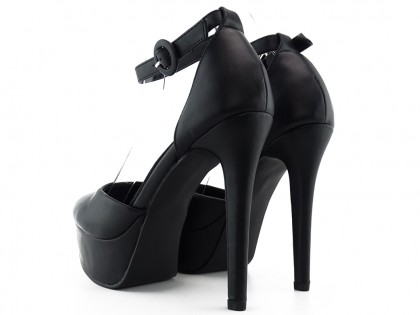 Black platform stilettos with ankle strap - 2