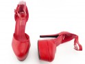 Red platform stilettos with ankle strap - 3
