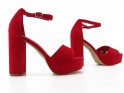 Sarkanas zamšādas siksniņas stiletto sandales - 4