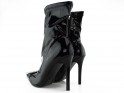 Black patent leather eco boots with brooch - 3