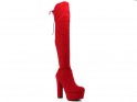 Rote Overknee-Stiefel mit Plateausohle - 3