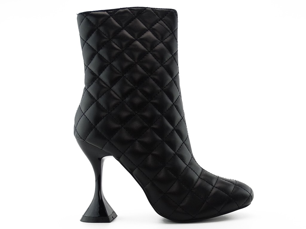 Black quilted eco leather boots - 1