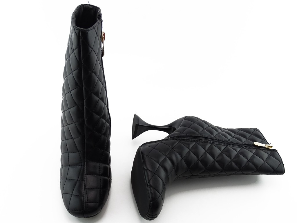 Bottes en cuir écologique matelassé noir - 4