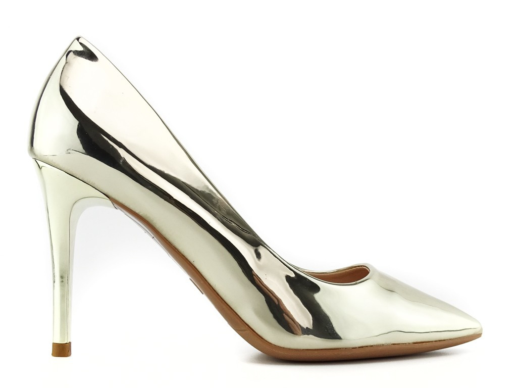 Zelta spoguļstikla stiletto kurpes - 1