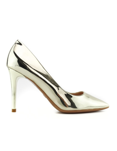 Verspiegelte Stiletto-Pumps in Gold - 1