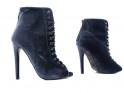 Grey stiletto lace-up boots sandals - 4