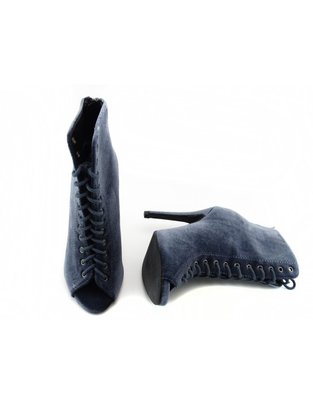 Graue Stiletto-Schnürstiefel Sandalen - 5