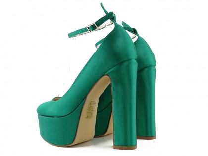 Pantofi cu platformă verde cu toc stiletto - 2