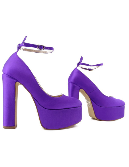 Violetinės platforminės basutės su smailiu kulnu - 4