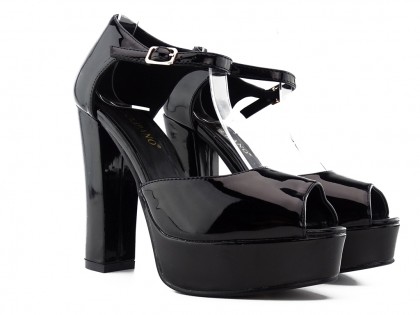 Sandale negre cu platformă stiletto - 2