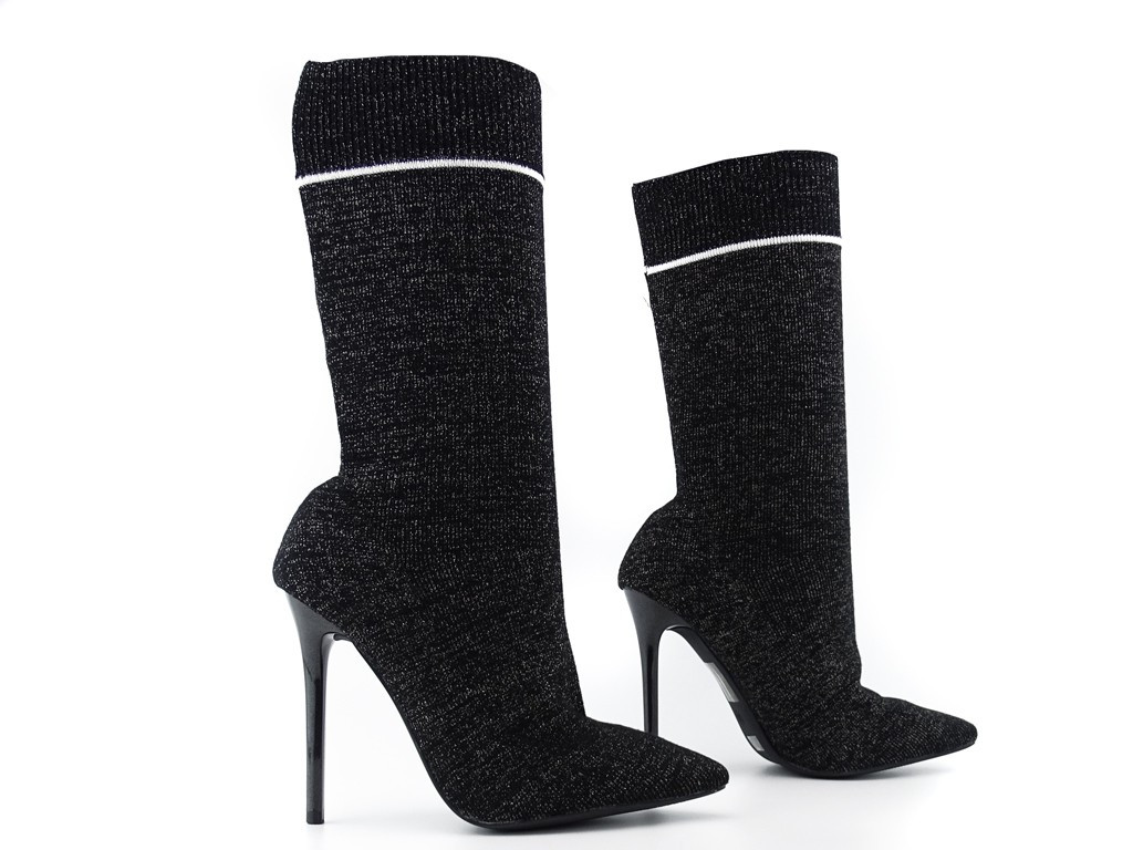 Schwarze Stiefel mit Sockenabsatz - 3