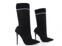 Black sock heel boots - 3