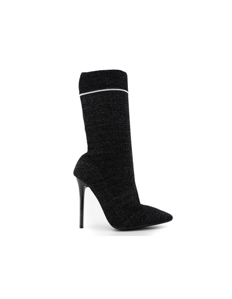 Black sock heel boots - 1