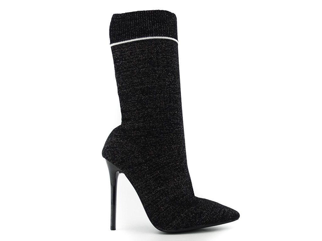 Black sock heel boots - 1
