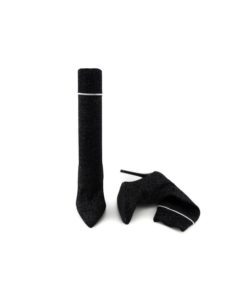 Black sock heel boots - 5