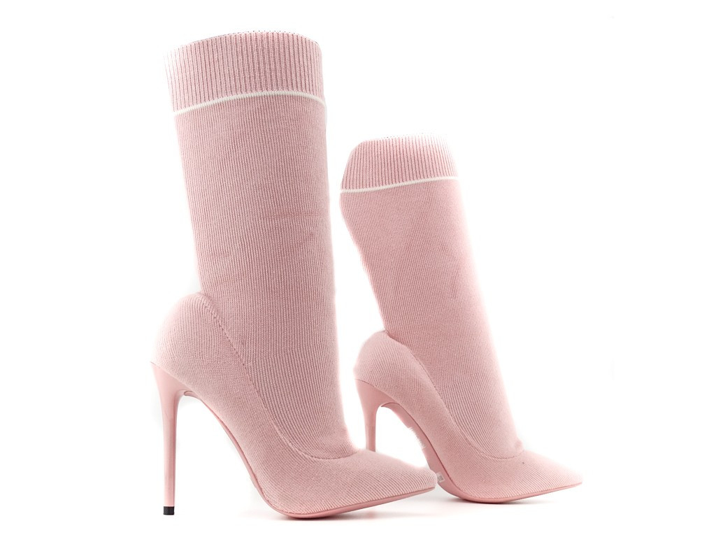 Pink sock type stiletto boots - 3