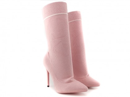 Růžové ponožkové boty na jehlovém podpatku - 2