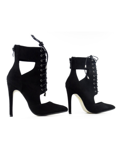 Schwarze Stiletto-Schnürstiefel Sandalen - 3