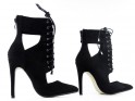 Black tied stiletto ankle boots sandals - 3
