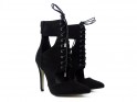 Black tied stiletto ankle boots sandals - 2
