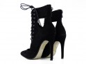 Black tied stiletto ankle boots sandals - 4