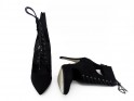 Czarne wiązane botki szpilki za kostkę sandały