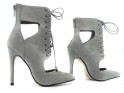 Grey tied stiletto ankle boots sandals - 3