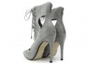 Grey tied stiletto ankle boots sandals - 4