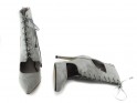 Pilkos spalvos nėriniuoti kulkšnies batai sandalai - 5