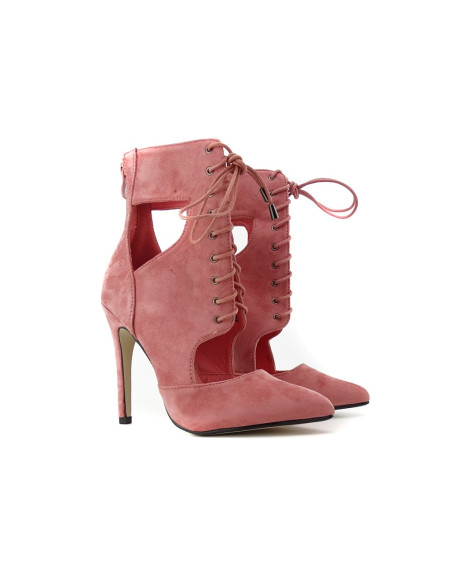 Pink tied stiletto ankle boots sandals - 2