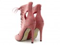 Рожеві ботильйони на шнурівці на шпильці босоніжки сандалі - 4