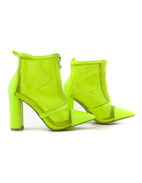 Gelbe neonfarbene transparente Damenstiefel - 3