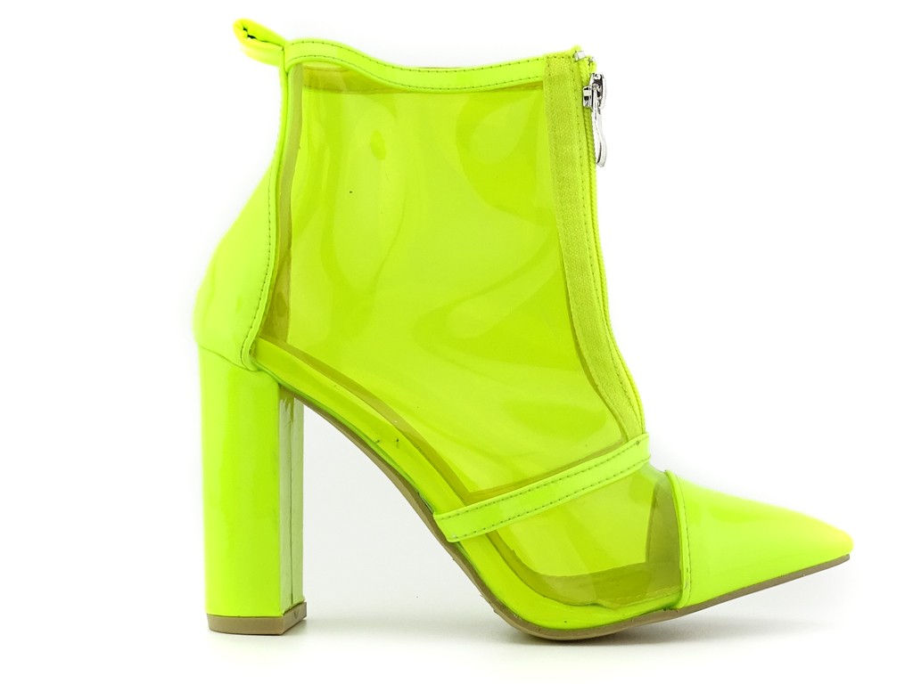 Yellow neon transparent women's boots - 1