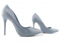 Blue and gray shapely stilettos lacquer shoes - 3