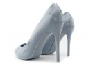 Blue and gray shapely stilettos lacquer shoes - 4