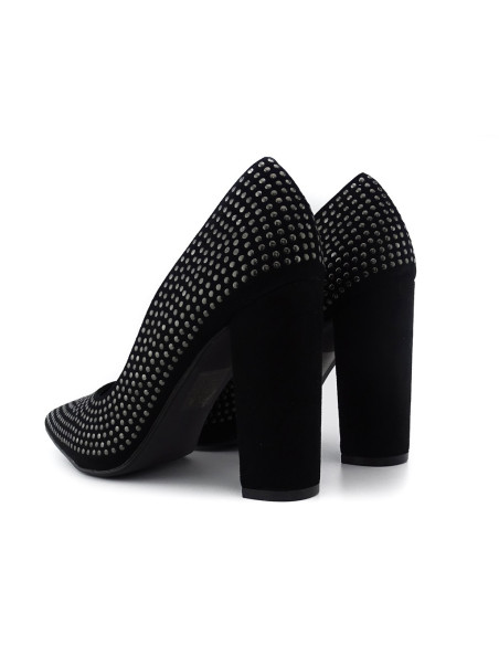 Pantofi cu toc din piele de căprioară neagră - 4