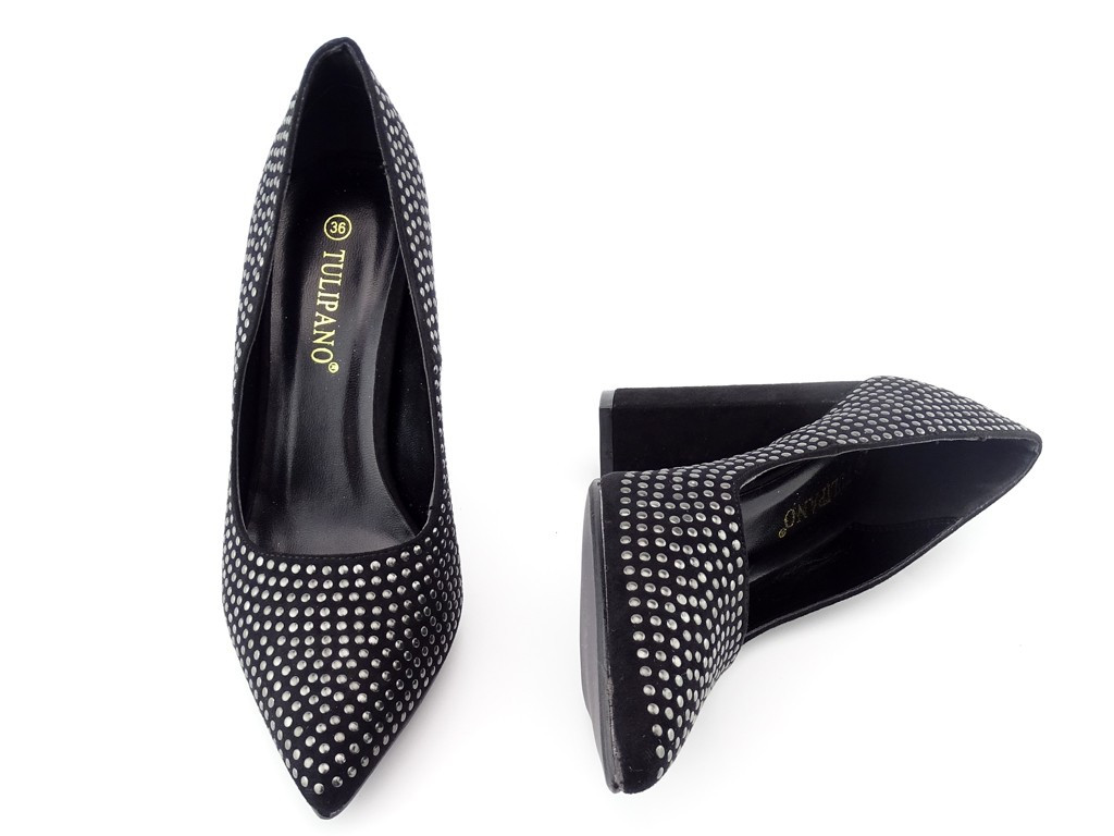 Schwarze Wildleder-Pumps mit Absatz - 5