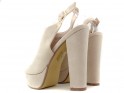 Women's beige platform sandals - 4