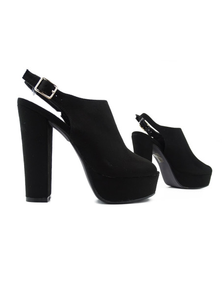 Women's black platform sandals - 3