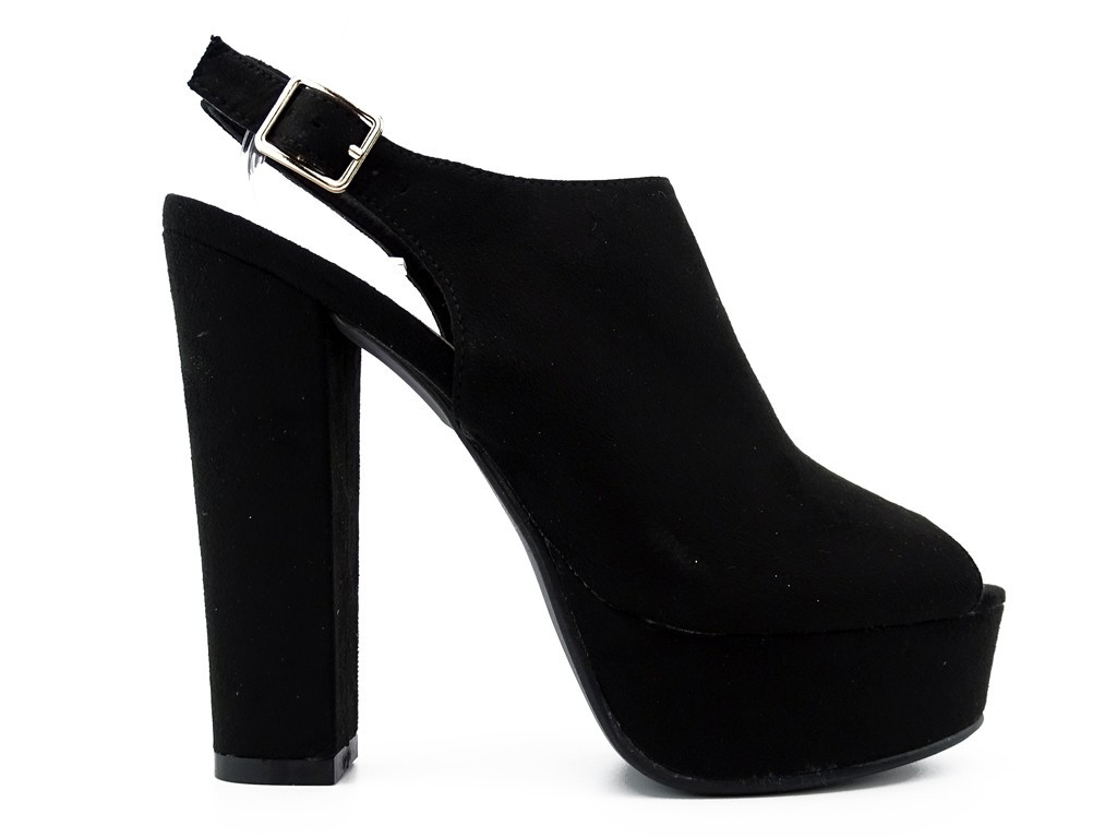 Schwarze Damen Plateausandalen - 1