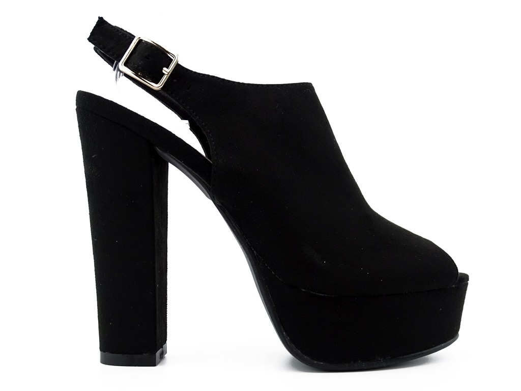Women's black platform sandals - 1