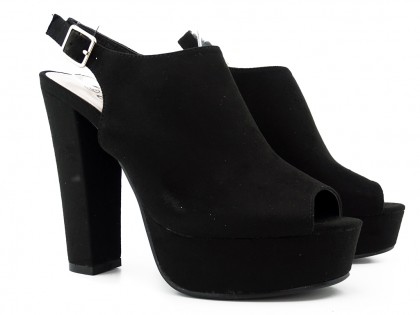 Women's black platform sandals - 2