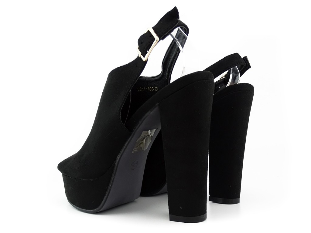 Schwarze Damen Plateausandalen - 4