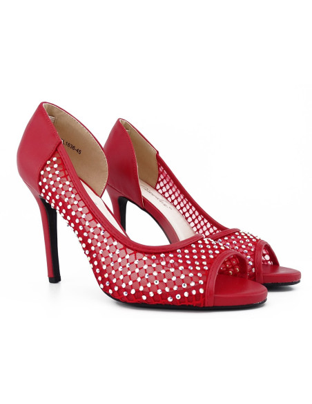 Sarkani stilettos ar skaistiem cirkoniem - 2