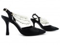 Black low stilettos with pearls - 3