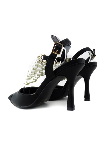 Stilettos jos negri cu perle - 4