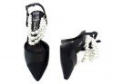Black low stilettos with pearls - 5