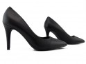 Pantofi stiletto din piele ecologică neagră mată joasă - 3