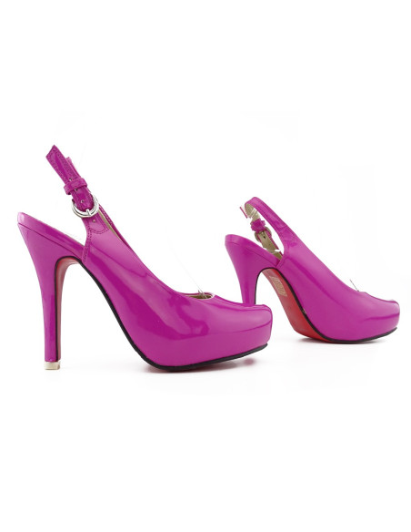 Pantofi stiletto cu platformă roz din piele ecologică - 3